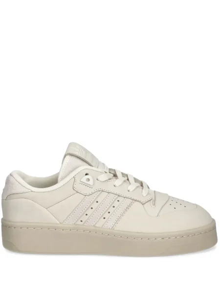 Pantaloni Adidas cu dungi din piele de căprioară alb