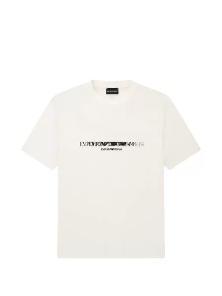 Scurt tricou Emporio Armani cu imagine alb