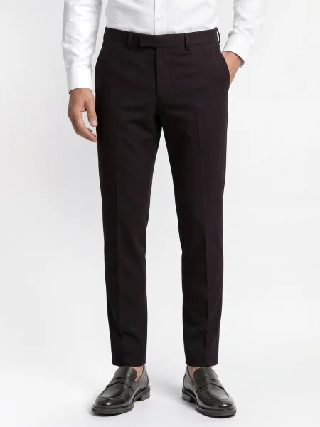 Finshley & Harding London Spodnie Hoxdon Mężczyźni Slim Fit jednolity 23 czarny