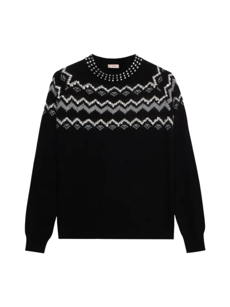 Sweter Oltre żakardowy czarny