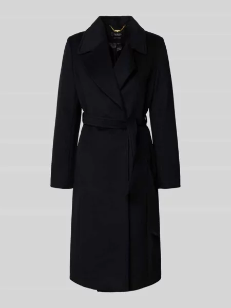 Płaszcz z kołnierzem z połami i wiązanym paskiem Lauren Ralph Lauren czarny