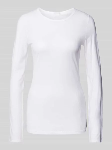 Bluzka z długim rękawem z dekoltem okrągłym Hanro biała