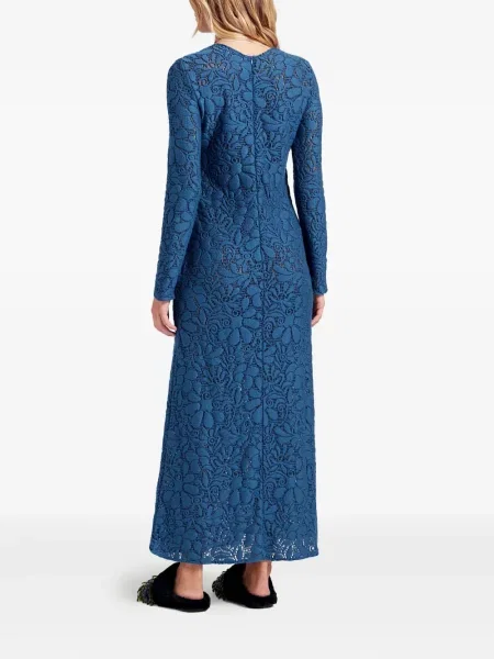 Rochie maxi La Doublej din dantelă lungă de costum albastru