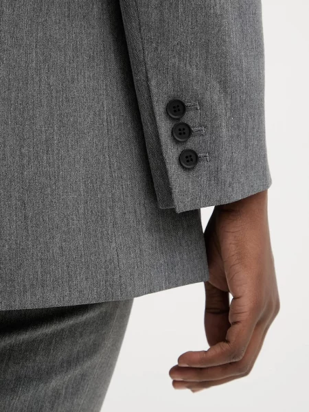 Однотонный пиджак Allsaints однобортный серый