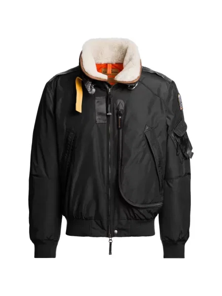 Geacă cu puf Parajumpers din piele de oaie negru
