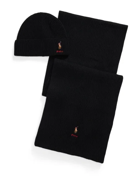 Set Fular și Căciulă Polo Ralph Lauren negru