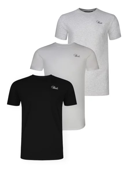 SikSilk Tricou gri deschis / negru alb