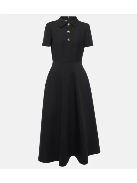 Midi obleka Valentino iz krep tkanine a-linija črna