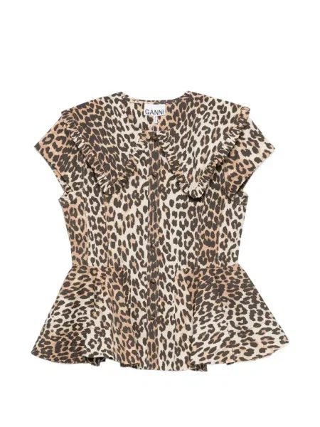 Top Ganni cu imagine cu model leopard maro