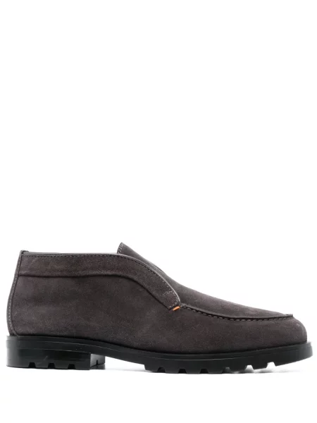 Pantofi loafer Santoni din piele de căprioară gri
