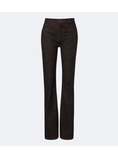 Straight fit džíny Etro s paisley potiskem hnědé