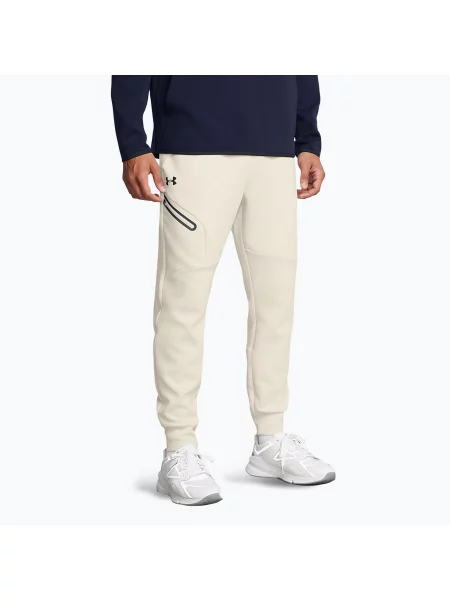 Kalhoty Under Armour Unstoppable Fleece summit white/black bílé