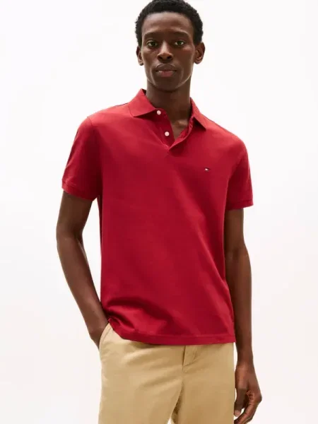 TOMMY HILFIGER Tricou albastru noapte alb roșu