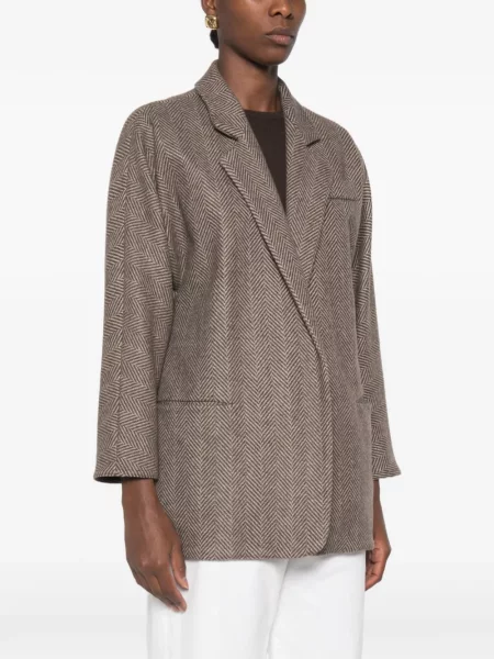 Geacă Dusan cu model herringbone cu rever maro