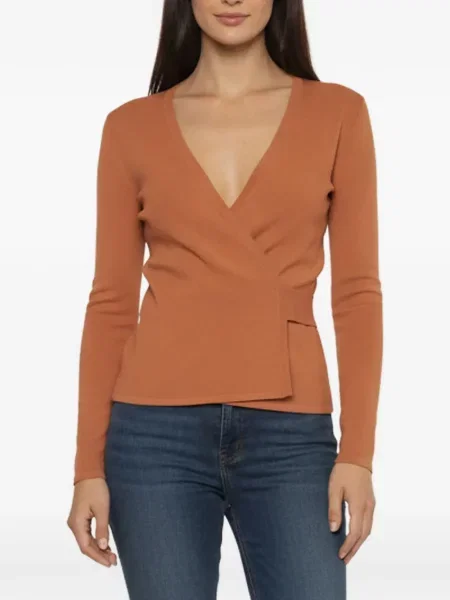 Pleteni top Dvf Diane Von Furstenberg na preklop smeđa
