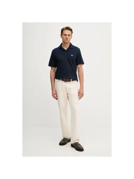 Lacoste polo z dodatkiem lnu niebieska