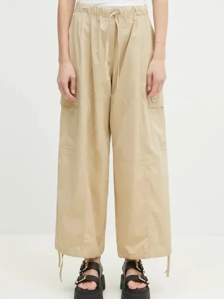 Kenzo pantaloni femei lat high waist bej