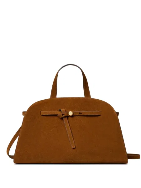 Geantă shopper Tory Burch din piele de căprioară maro