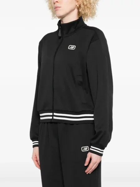 Haftowana kurtka New Balance w paski zielona