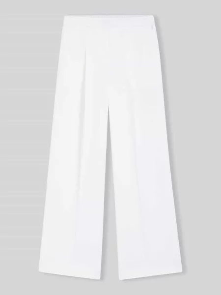 Spodnie o kroju relaxed fit z mieszanki lnu Boss białe