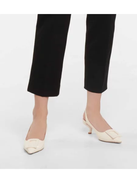 Pantofi cu toc Roger Vivier din piele slingback alb