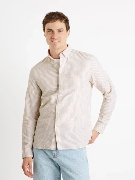 Keprová košile Celio šedá