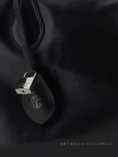 Geantă shopper Brunello Cucinelli din piele negru