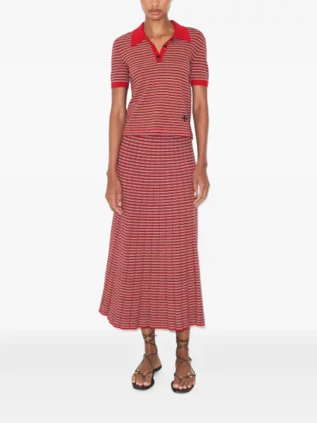 Tricou polo Tory Burch cu dungi roșu