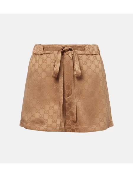 Pantaloni scurți Gucci din satin maro