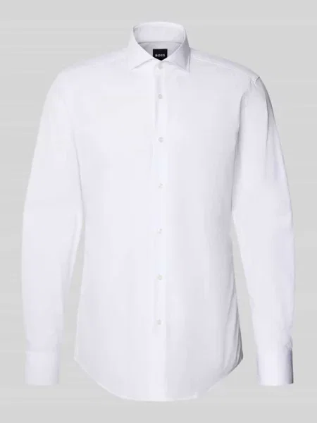 Koszula casualowa o kroju slim fit z czystej bawełny Boss biała