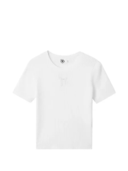 Dzianinowa krótka koszulka B+ab prążkowana biała