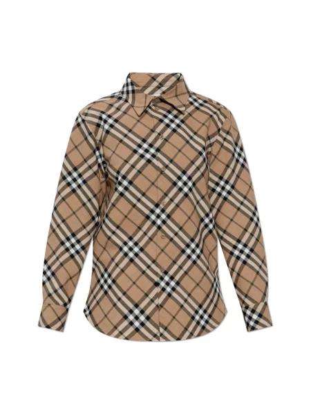 Koszula Burberry wełniana w kratkę beżowa