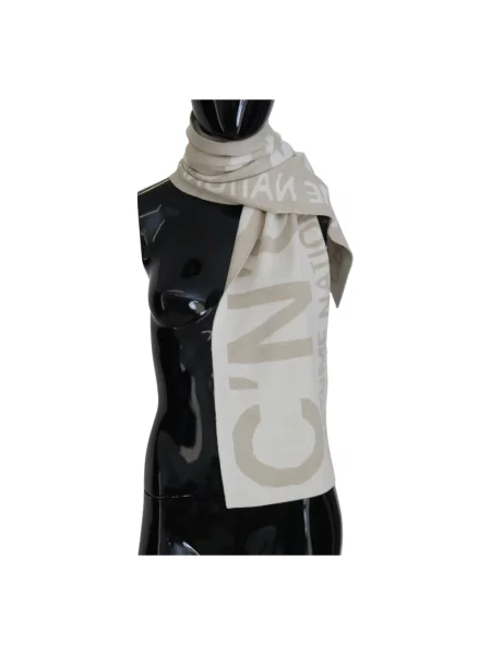 Szal Costume National wełniana z logo beżowa