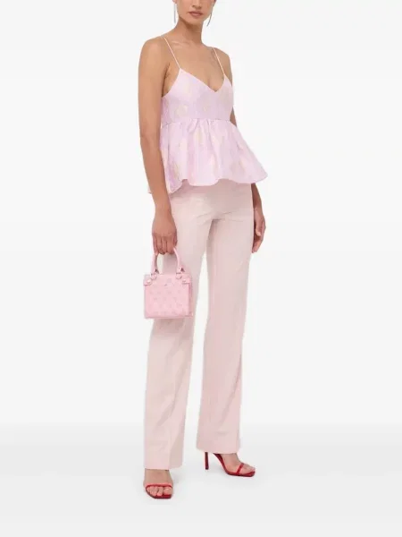 Top Custommade s cvjetnim printom s printom peplum ružičasta