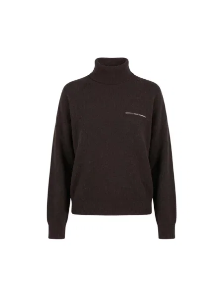 Sweter z golfem Peserico do golfa brązowy