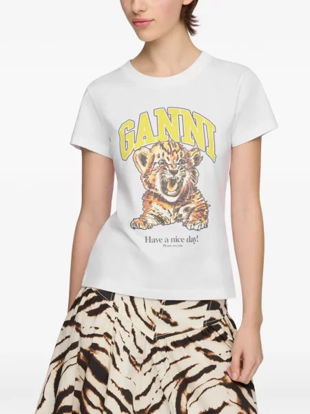 Tricou Ganni cu imagine alb