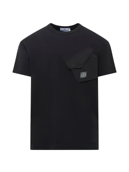 Tricou Stone Island din jerseu cu strasuri negru