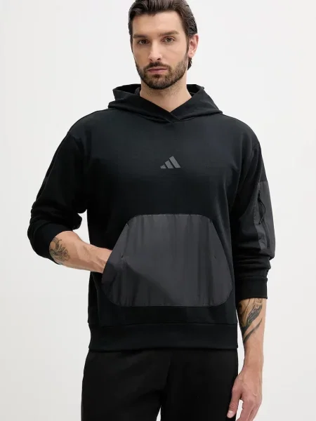 Pulover adidas City Escape s kapuco črna
