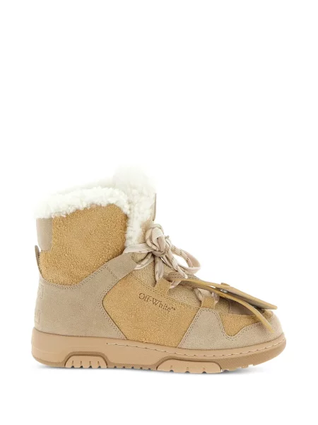 Polokozačky Off-white z ovčí kůže bílé