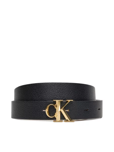 Calvin Klein Pasek Facet Ck Buckle Pebble Rev czarny