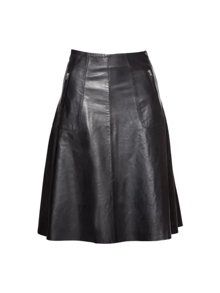 Spódnica skórzana Btfcph do kolan czarna