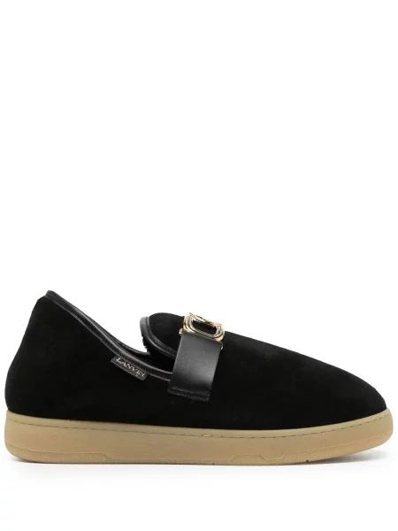 Papuci de casă Lanvin de catifea cu cataramă negru
