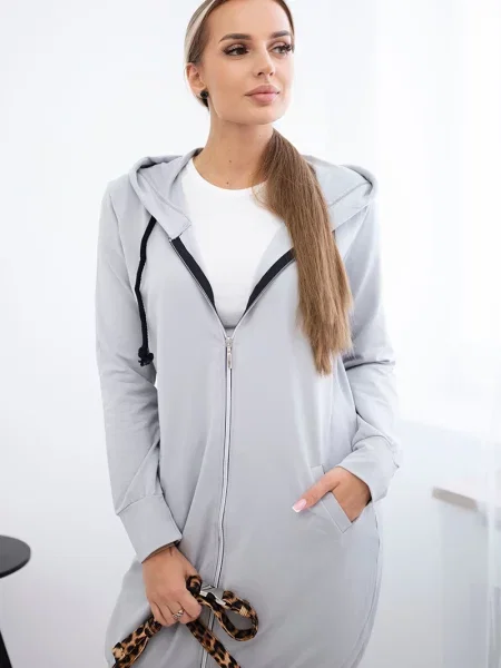 Bluza z kapturem Kesi z kapturem garniturowa szara