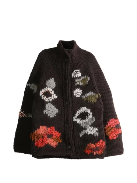 Cardigan Casey Casey cu model floral maro