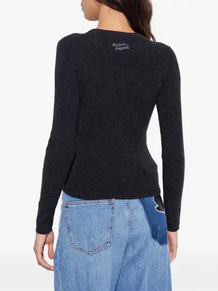 Top Maison Kitsune cu decolteu rotund gri