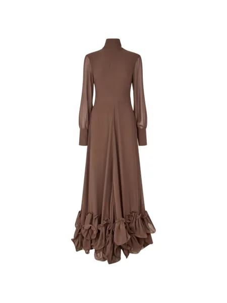 Lung rochie maxi Rotate Birger Christensen cu volane maro