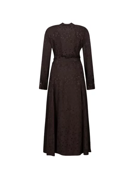Cu centură rochie maxi Pinko cu model floral din jacard maro