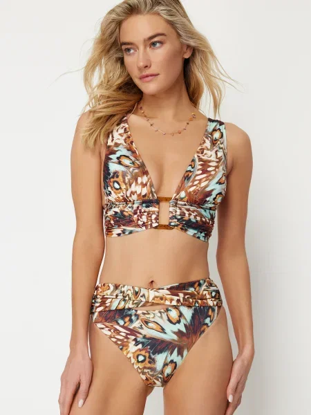 Bikini Trendyol z wysoką talią w abstrakcyjne wzory