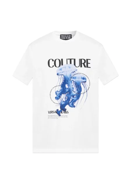 Tricou grafic Versace Jeans Couture cu imagine cu decolteu rotund alb