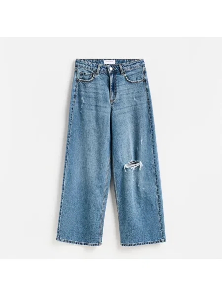 Reserved Džíny wide leg comfort modrá
